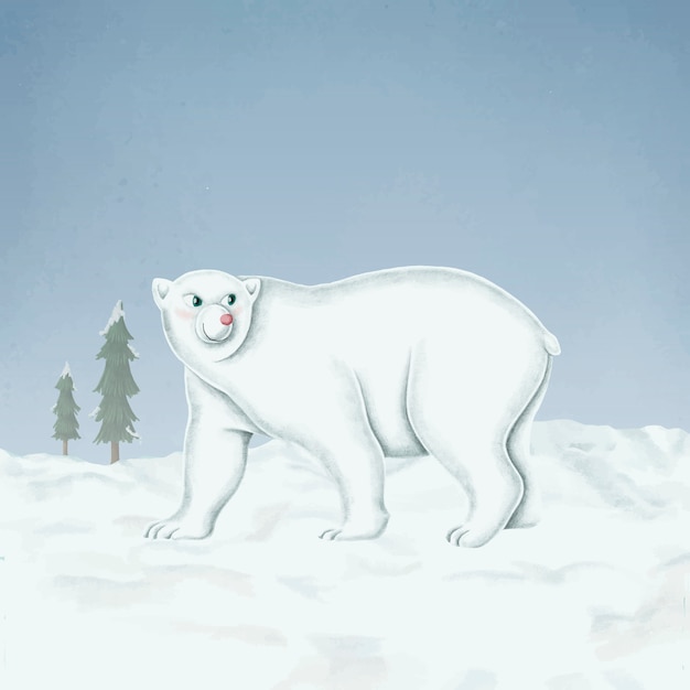 Free Vector hand-drawn walking white polar bear