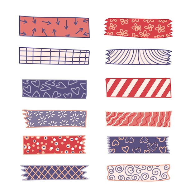 Free Vector hand drawn washi tape collection