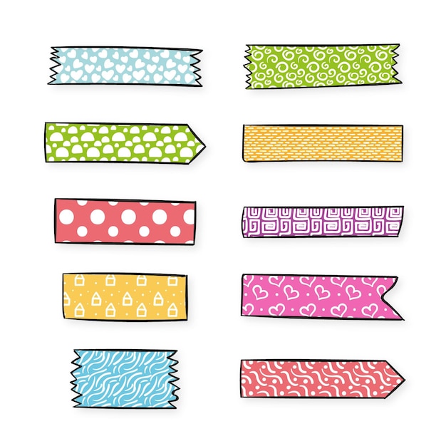 Free Vector hand drawn washi tape collection