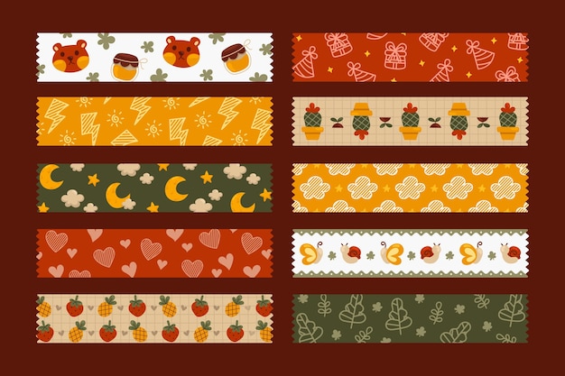 Free Vector hand drawn washi tape collection