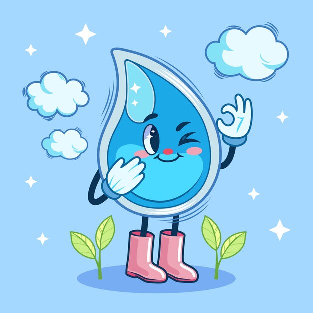 Hand drawn water drop cartoon illustration