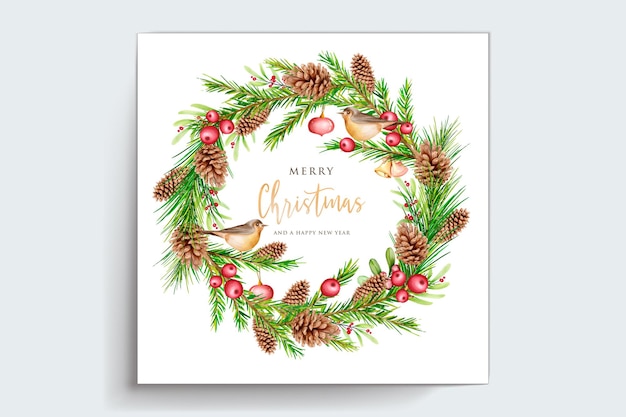 Free Vector hand drawn watercolor christmas card set