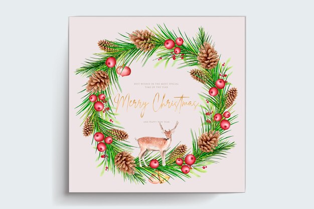 Hand drawn watercolor christmas card set