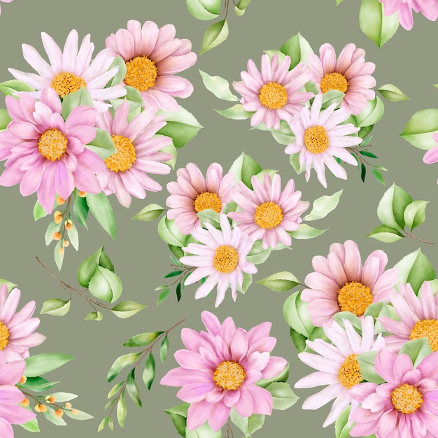 Free Vector hand drawn watercolor daisy floral seamless pattern