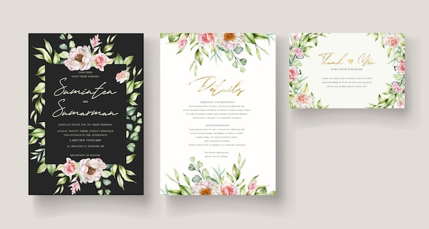 Free vector hand drawn watercolor floral invitation card