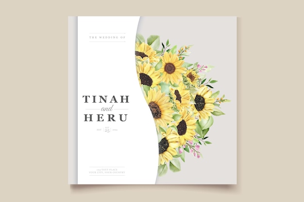 Free Vector hand drawn watercolor sun flower background card