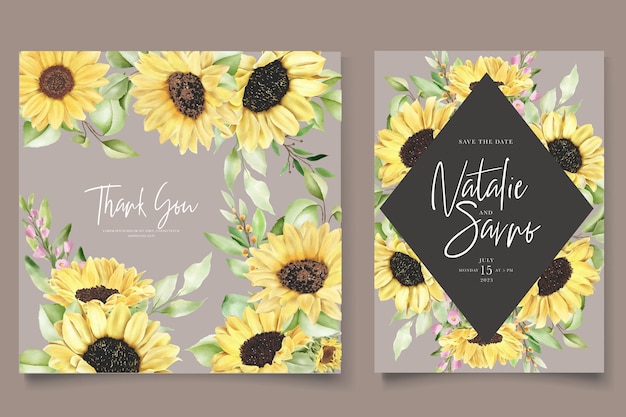 Free Vector hand drawn watercolor sun flower background card