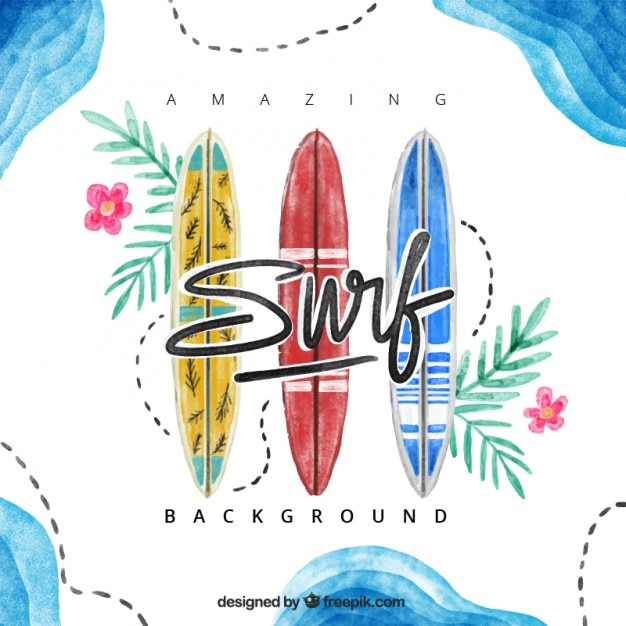 Free Vector hand drawn watercolor surfboards background