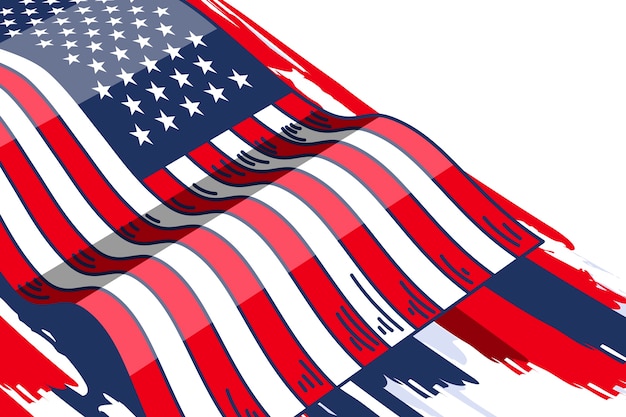 Free Vector hand drawn waving american flag background