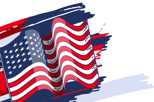 Free Vector hand drawn waving american flag background