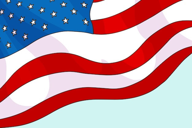 Free vector hand drawn waving american flag