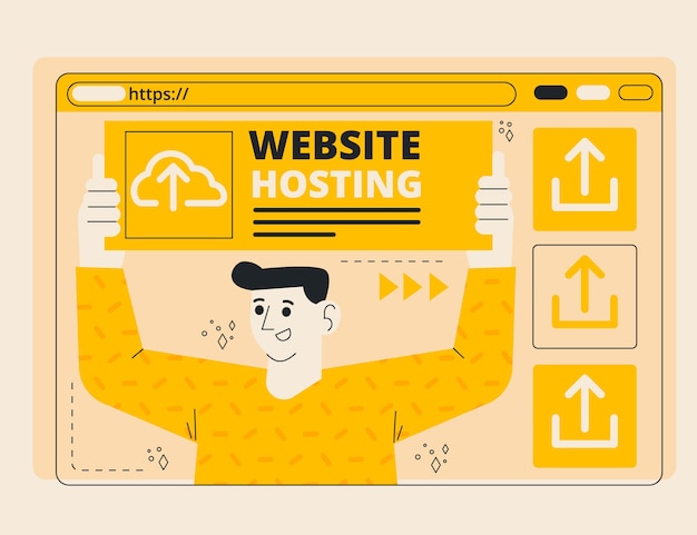 Hand drawn website hosting illustration