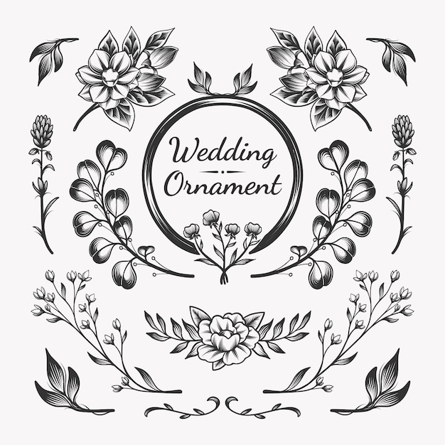 Hand drawn wedding album ornaments