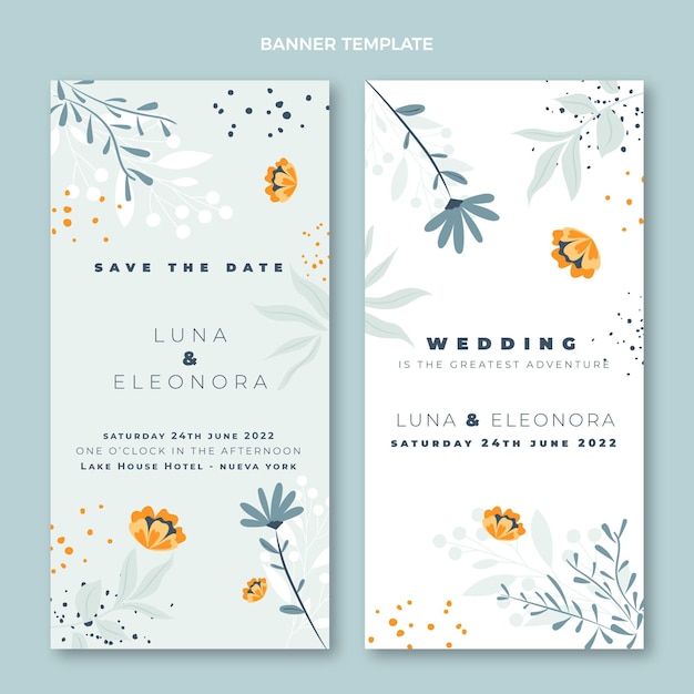 Hand drawn wedding banners vertical