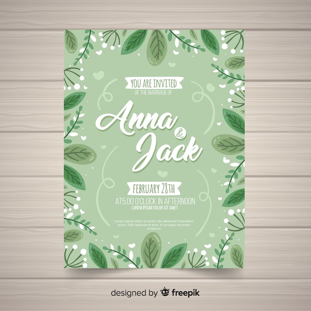 Hand drawn wedding card template