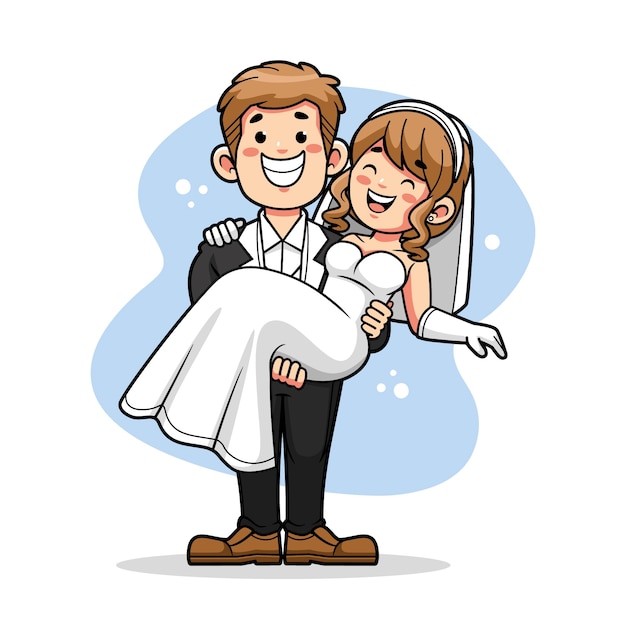 Free vector hand drawn  wedding cartoon illustration