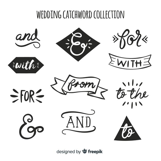 Hand drawn wedding catchword collection