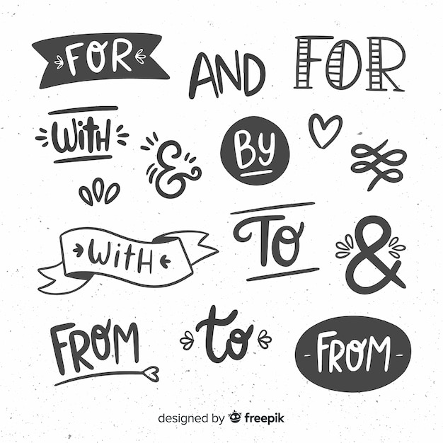 Hand drawn wedding catchword collection