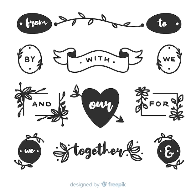 Hand drawn wedding catchword collection