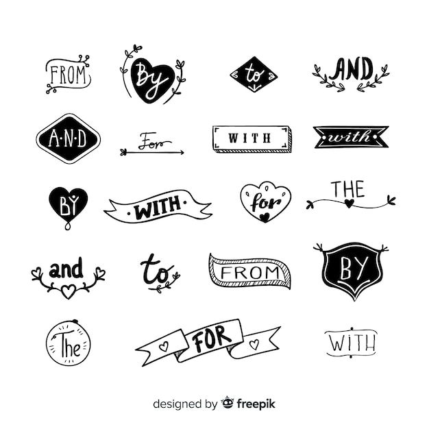 Hand drawn wedding catchword collection