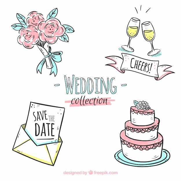 Free Vector hand drawn wedding collection