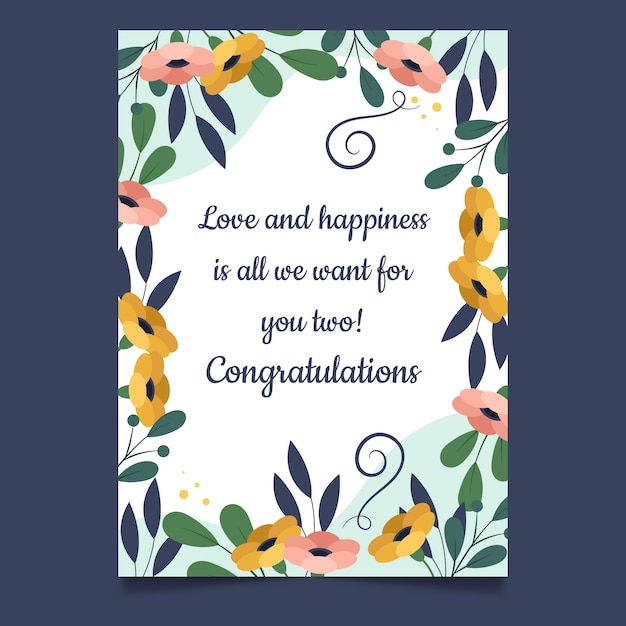 Free Vector hand drawn wedding congratulations card