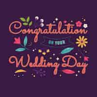 Free vector hand drawn wedding congratulations lettering