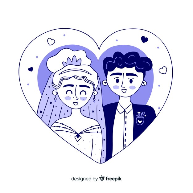 Hand drawn wedding couple background