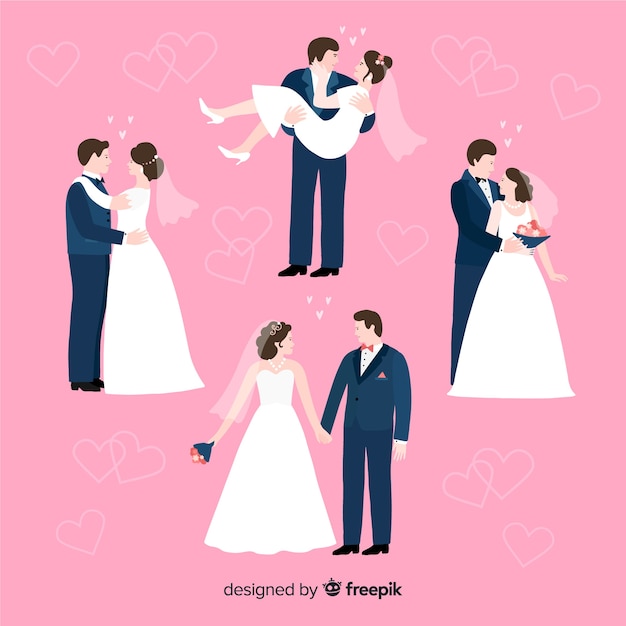 Hand drawn wedding couple collection