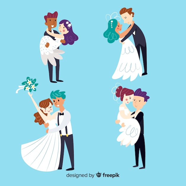 Hand drawn wedding couple collection