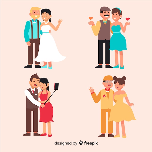 Hand drawn wedding couple collection