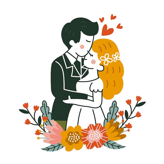 Hand-drawn wedding couple illustration