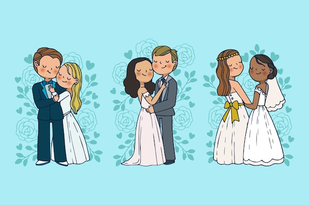 Hand drawn wedding couple