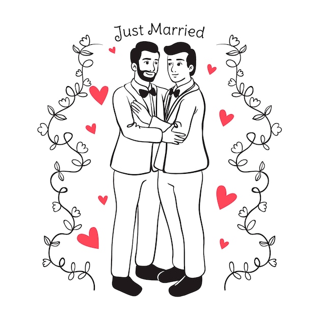 Free vector hand drawn wedding couple