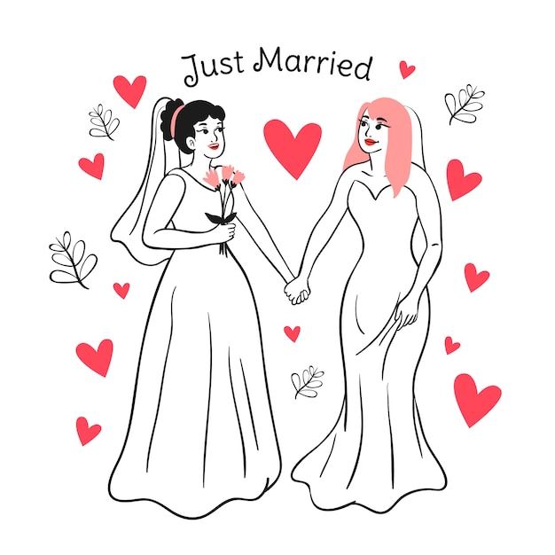 Hand drawn wedding couple