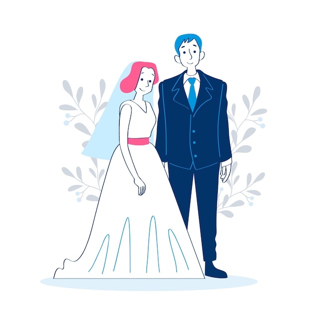 Free vector hand drawn wedding couples