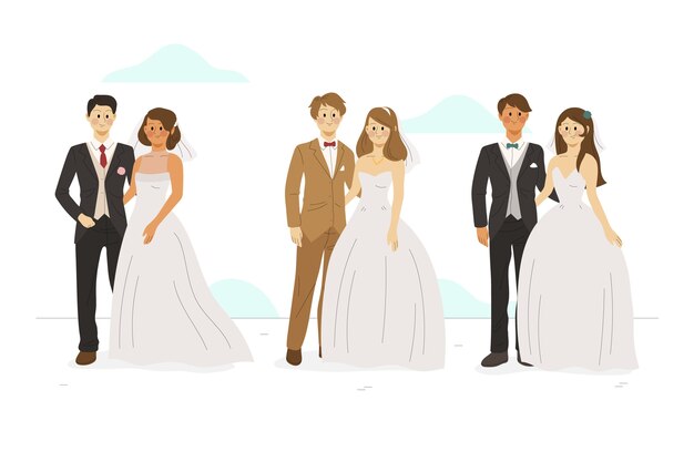 Hand drawn wedding couples