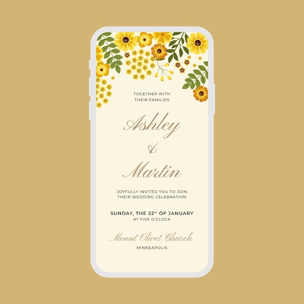 Free Vector hand drawn wedding digital invitation