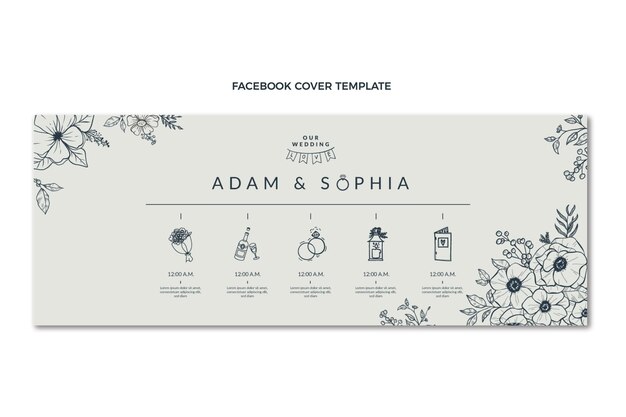 Hand drawn wedding facebook cover