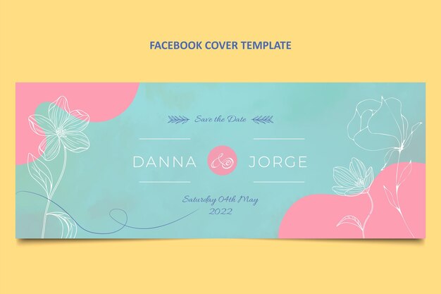 Hand drawn wedding facebook cover