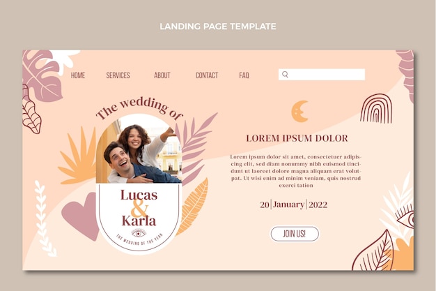 Hand drawn wedding floral landing page