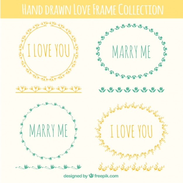 Free Vector hand drawn wedding frame collection