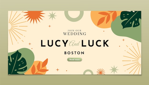 Free Vector hand drawn wedding horizontal banner