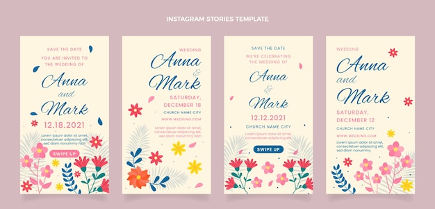 Hand drawn wedding instagram stories collection