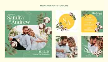 Free vector hand drawn wedding instagran posts