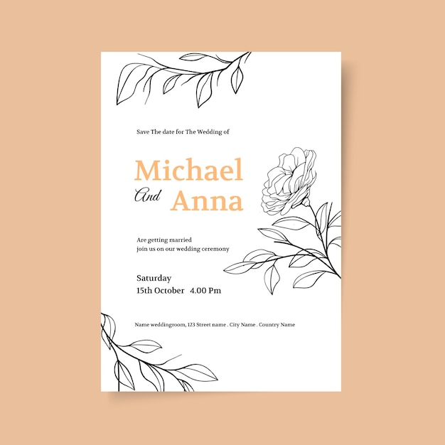 Free Vector hand drawn wedding invitation template