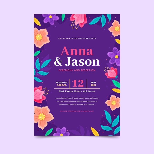 Hand drawn wedding invitation template