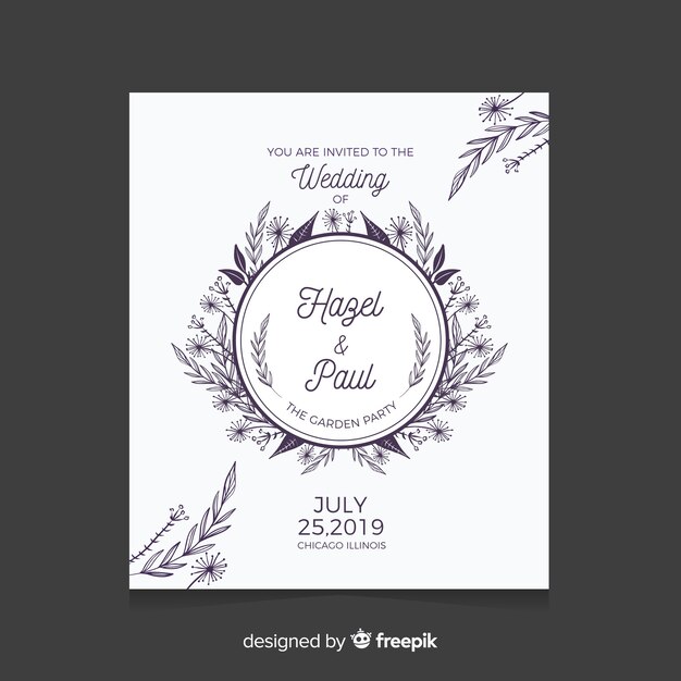 Hand drawn wedding invitation template