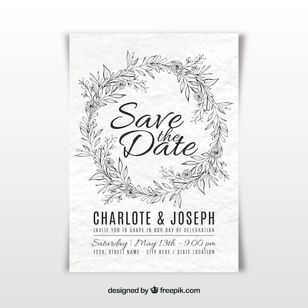 Free Vector hand drawn wedding invitation in white