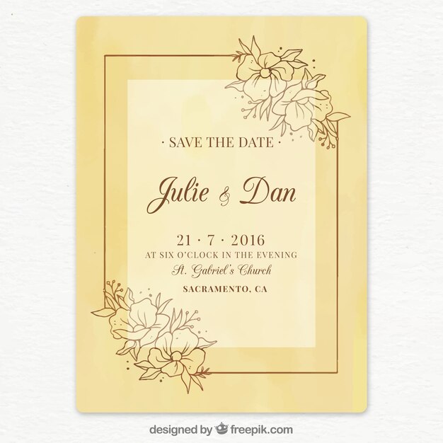 Hand drawn wedding invitation